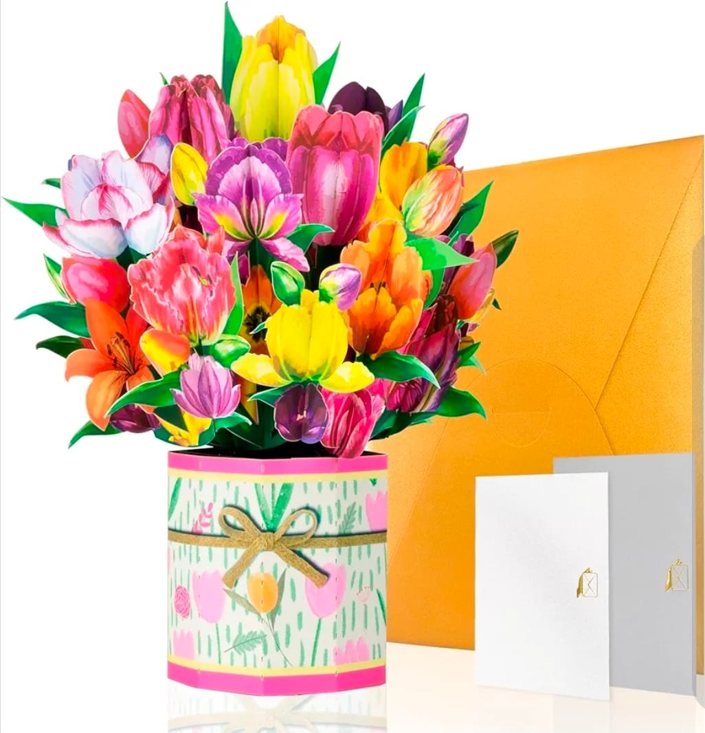 Pop-Up Flower Bouquet Greeting Card with Envelope - Image 1