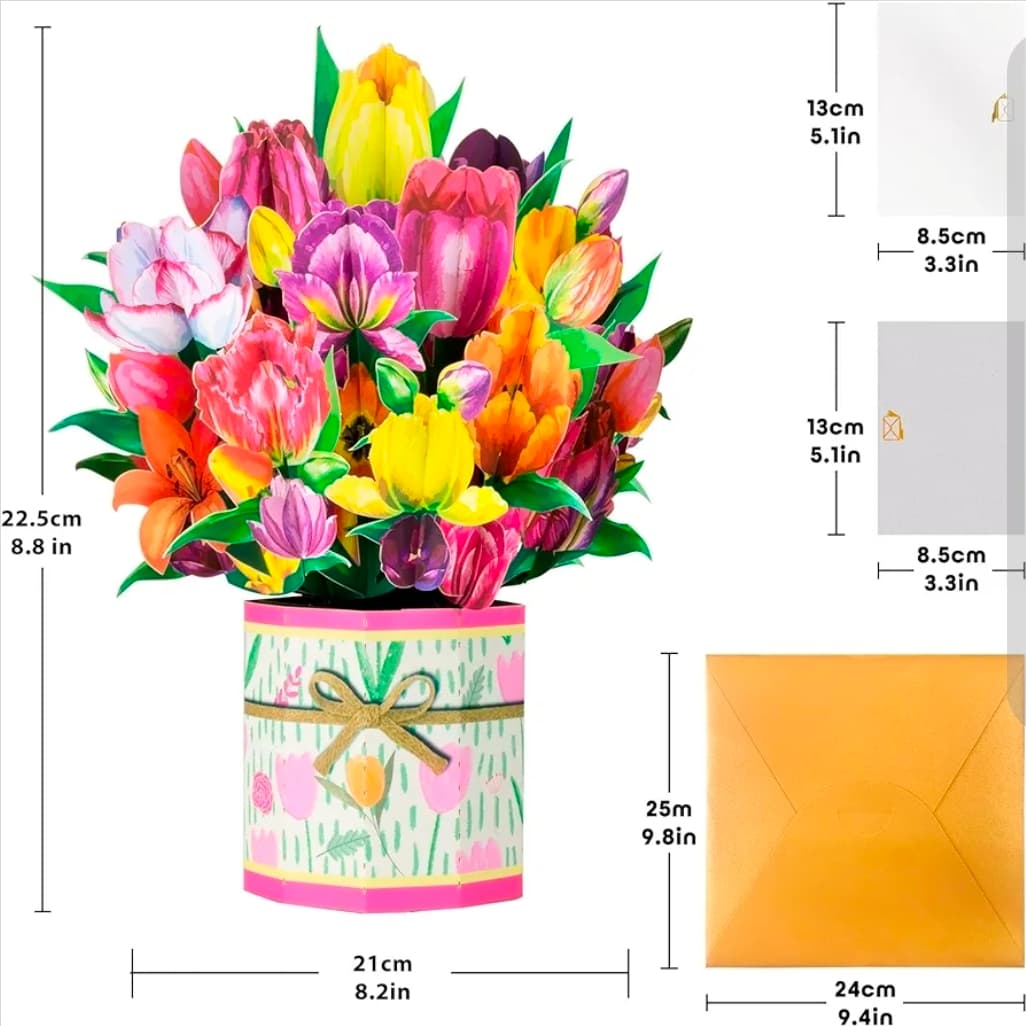 Pop-Up Flower Bouquet Greeting Card with Envelope - Thumbnail 5