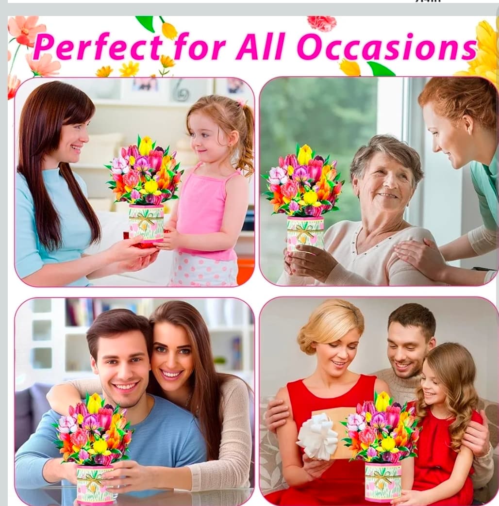 Pop-Up Flower Bouquet Greeting Card with Envelope - Thumbnail 6