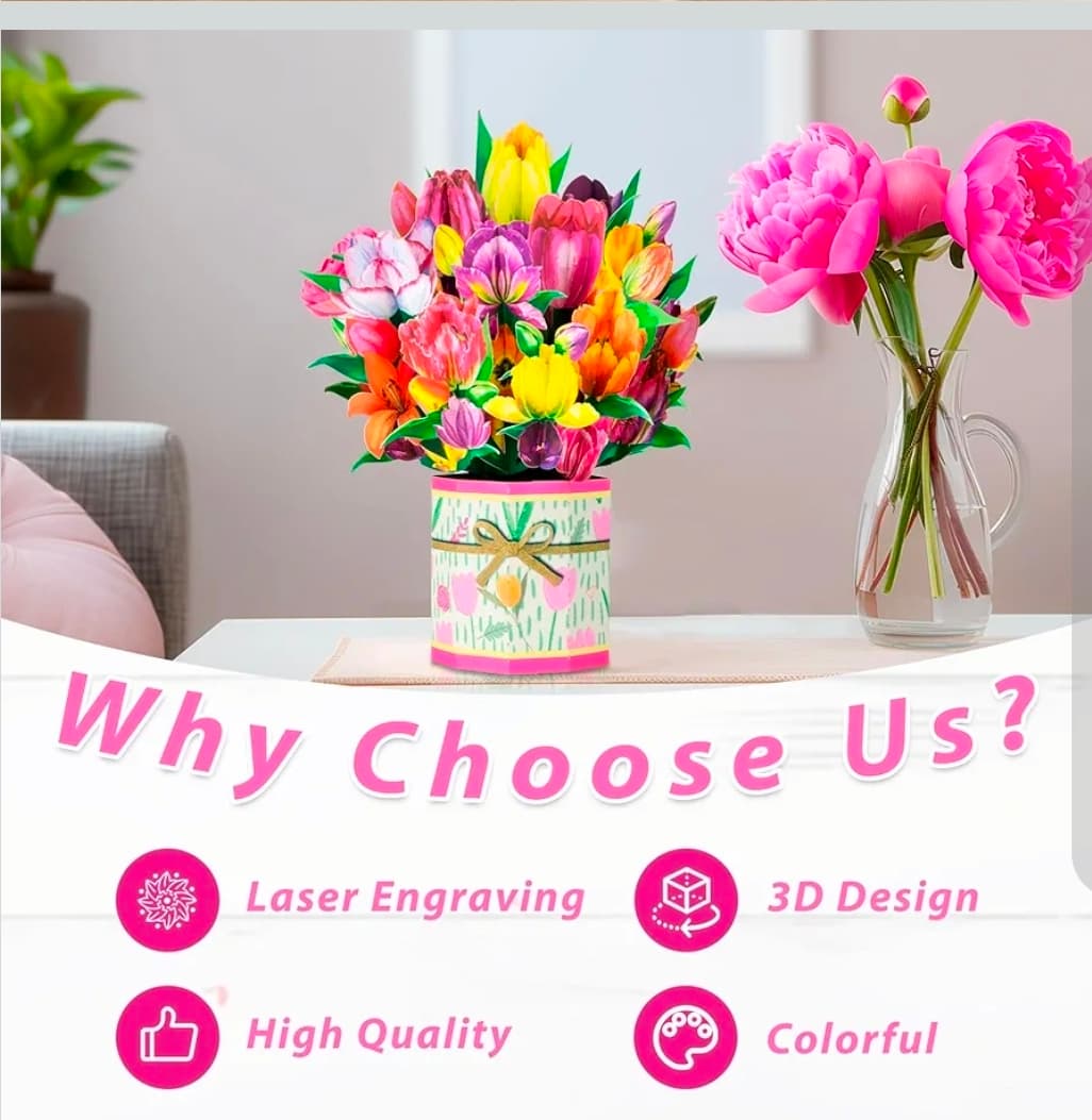 Pop-Up Flower Bouquet Greeting Card with Envelope - Thumbnail 7