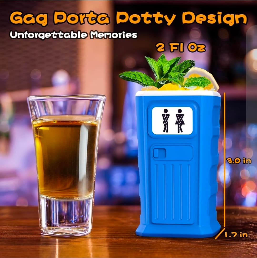 Gag Porta Potty Shot Glasses 2oz Set of 4 - Thumbnail 2