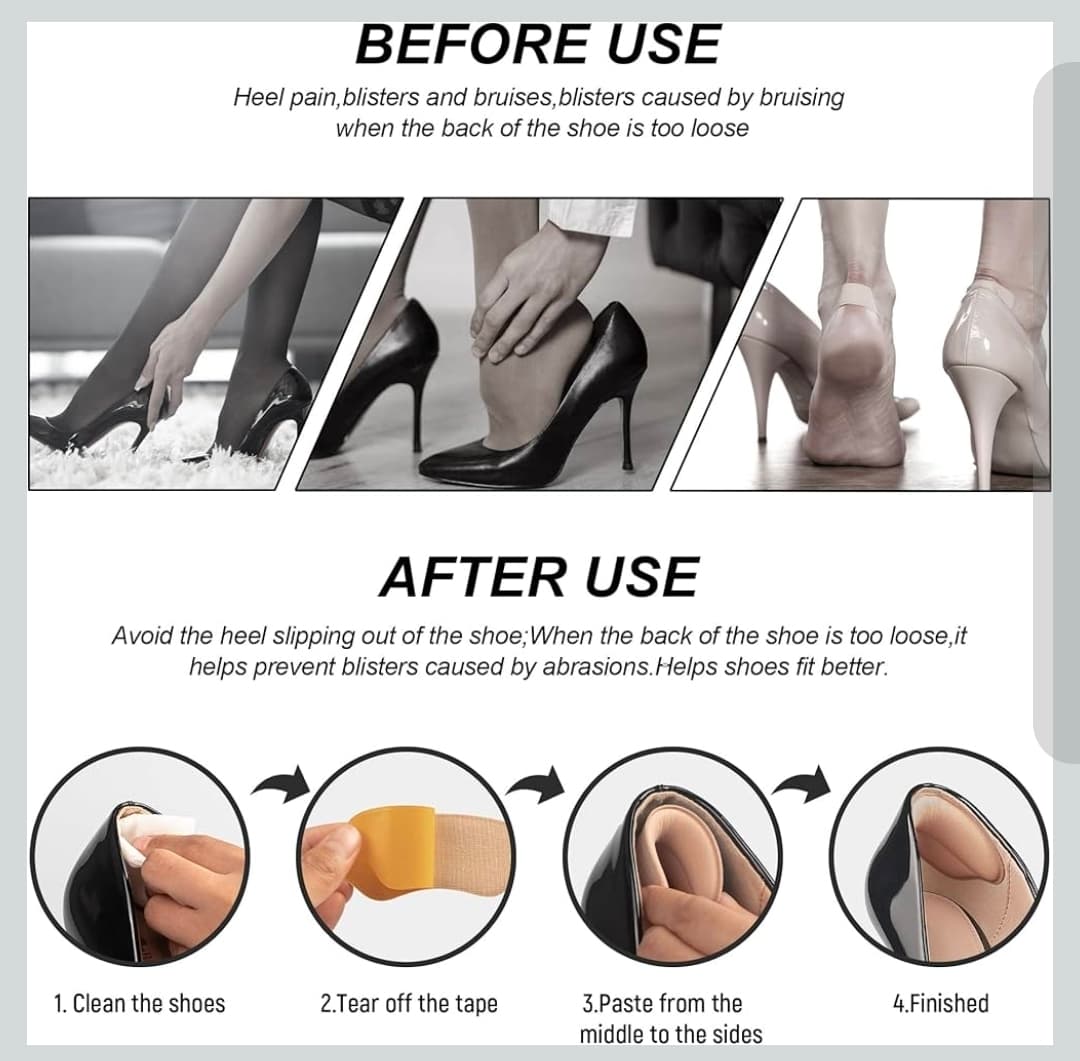 Heel Pads for Shoes - Anti-Slip Cushion Inserts - Thumbnail 6