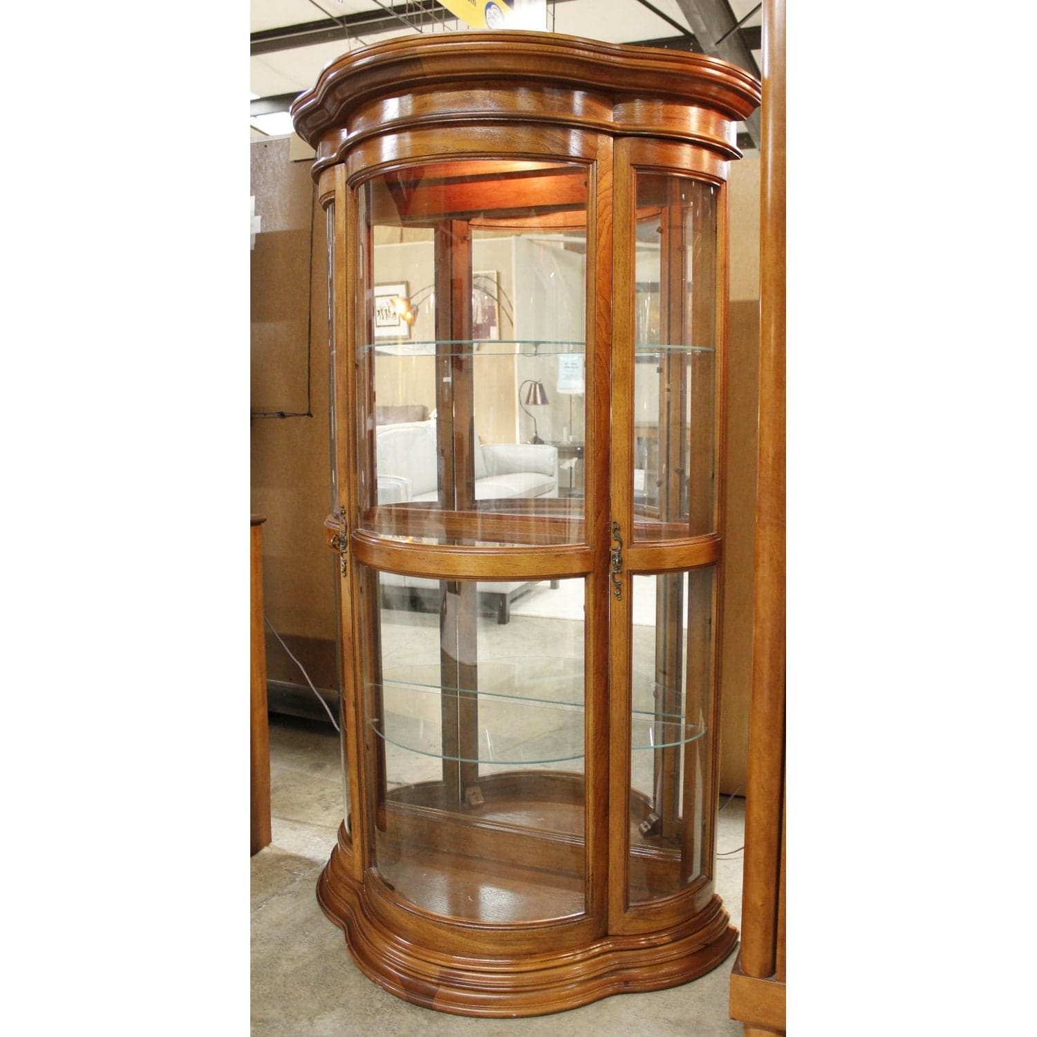 Curved Glass Curio Cabinet - Thumbnail 3