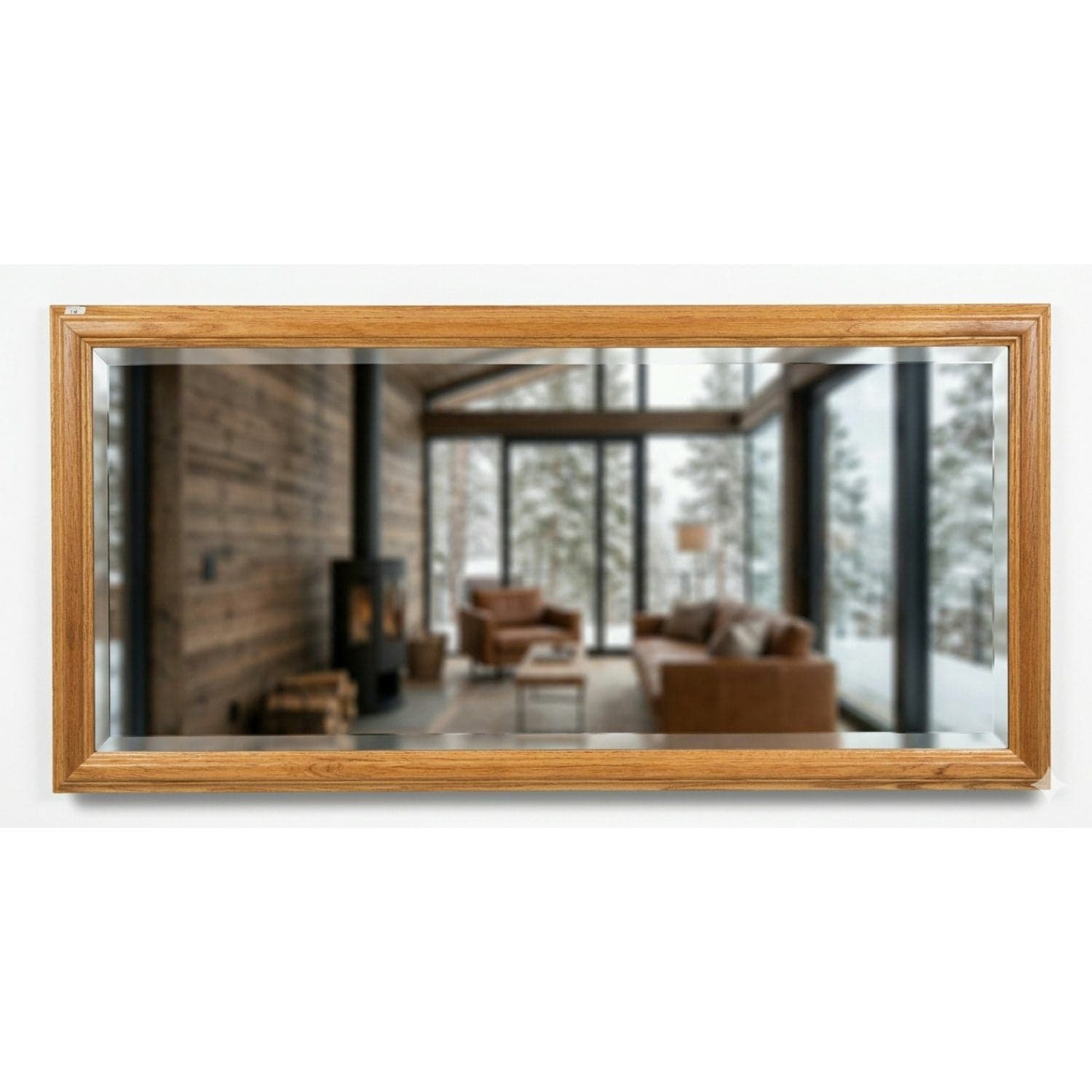 Oak Beveled Wall Mirror - Image 1