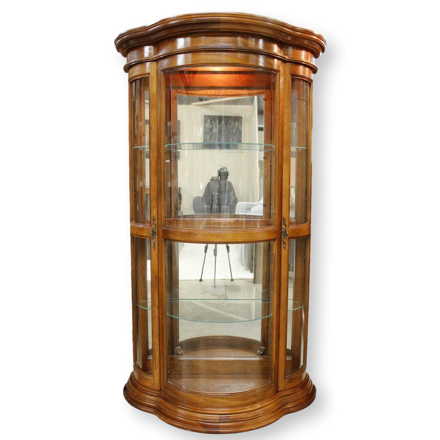 Curved Glass Curio Cabinet - Image 1