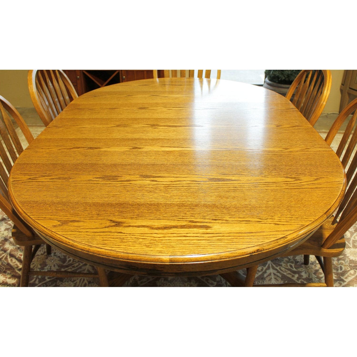 A-America Oval Oak Dining Table w/6 Spindle Chairs - Thumbnail 3