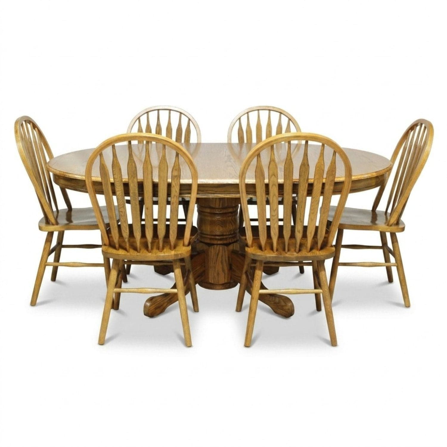 A-America Oval Oak Dining Table w/6 Spindle Chairs - Image 1
