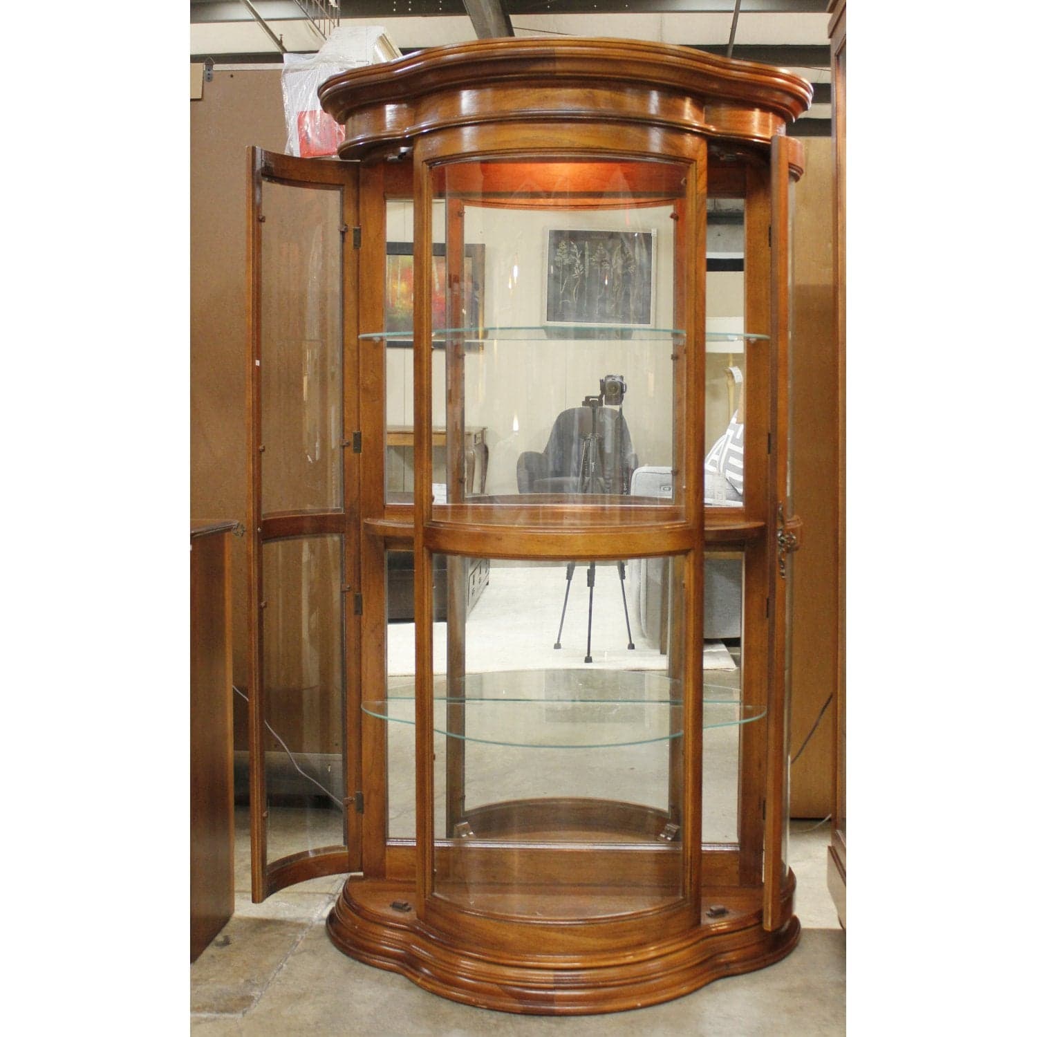 Curved Glass Curio Cabinet - Thumbnail 4