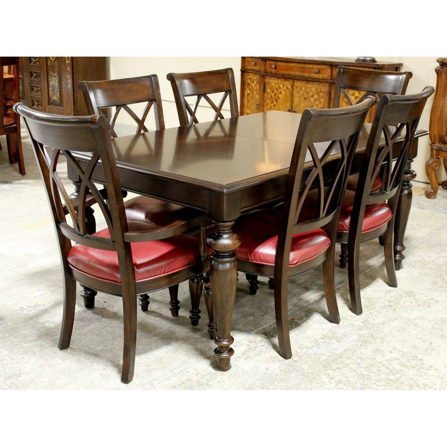 Pulaski Dining Set w/6 Chairs - Dark Finish - Thumbnail 2