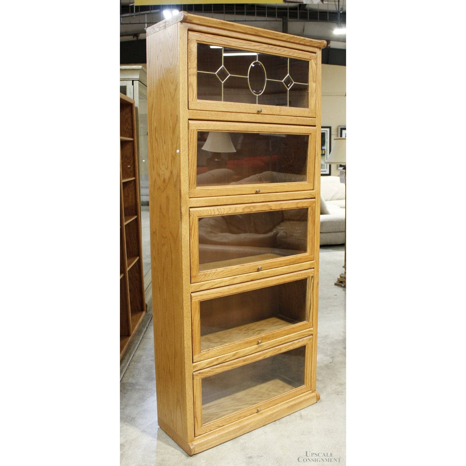 The Oak Barrel 5 Tier Barrister Bookcase - Oak - Thumbnail 3