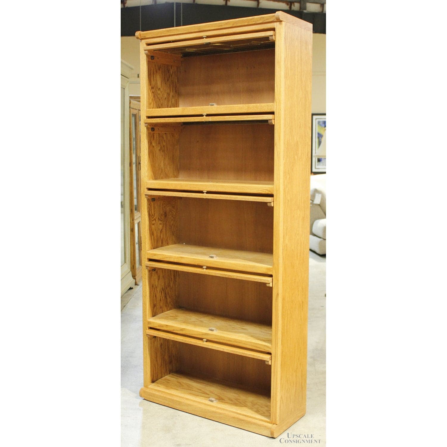 The Oak Barrel 5 Tier Barrister Bookcase - Oak - Thumbnail 2
