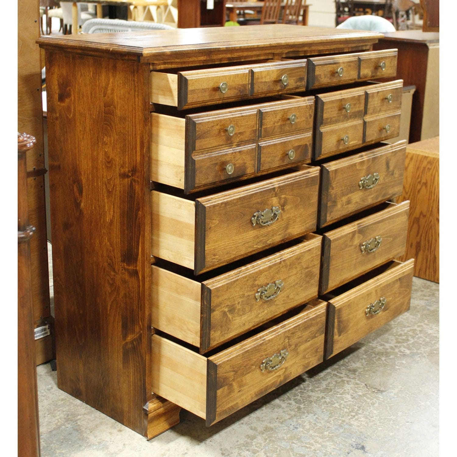 10 Drawer Solid Mahogany Dresser - Thumbnail 2