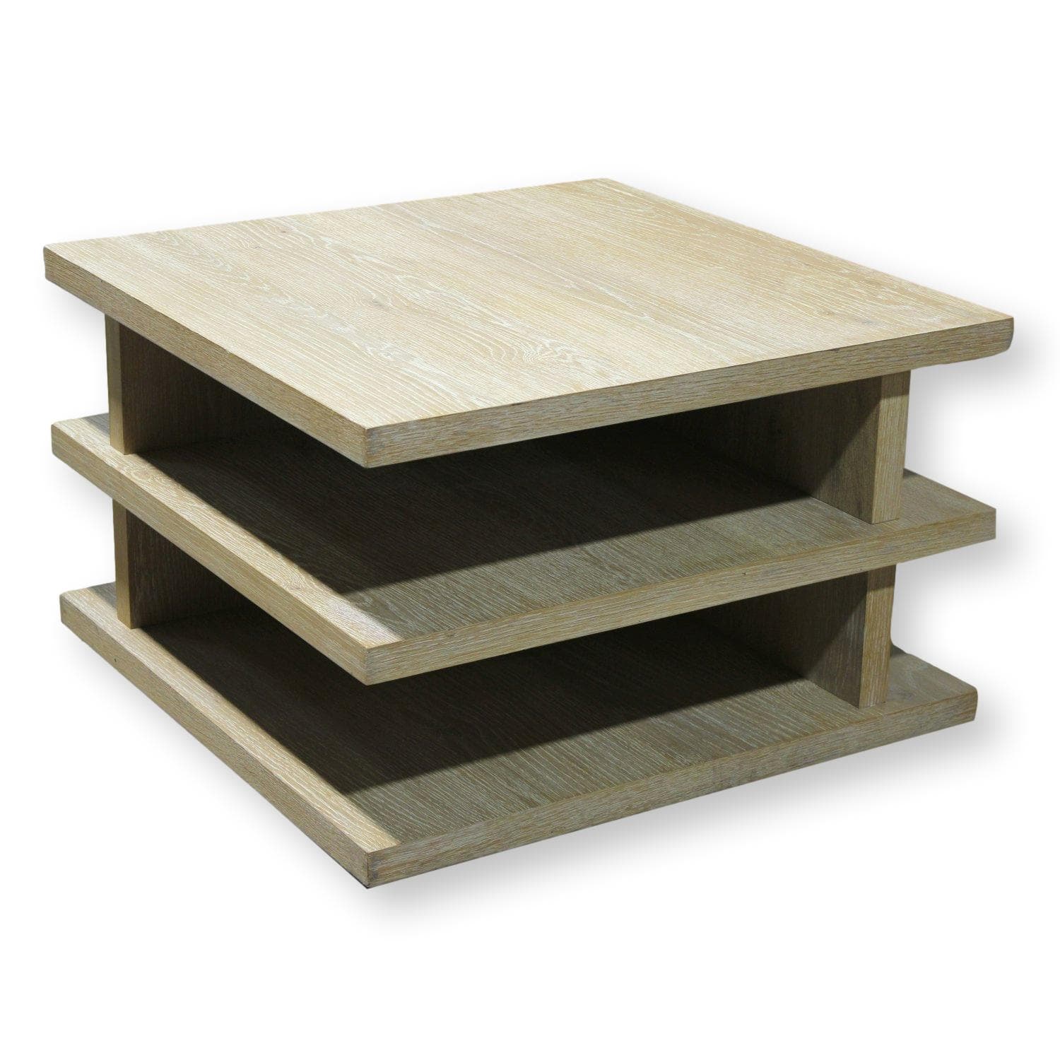 Crate & Barrel 3-Tier Bleached Oak Coffee Table - Image 1