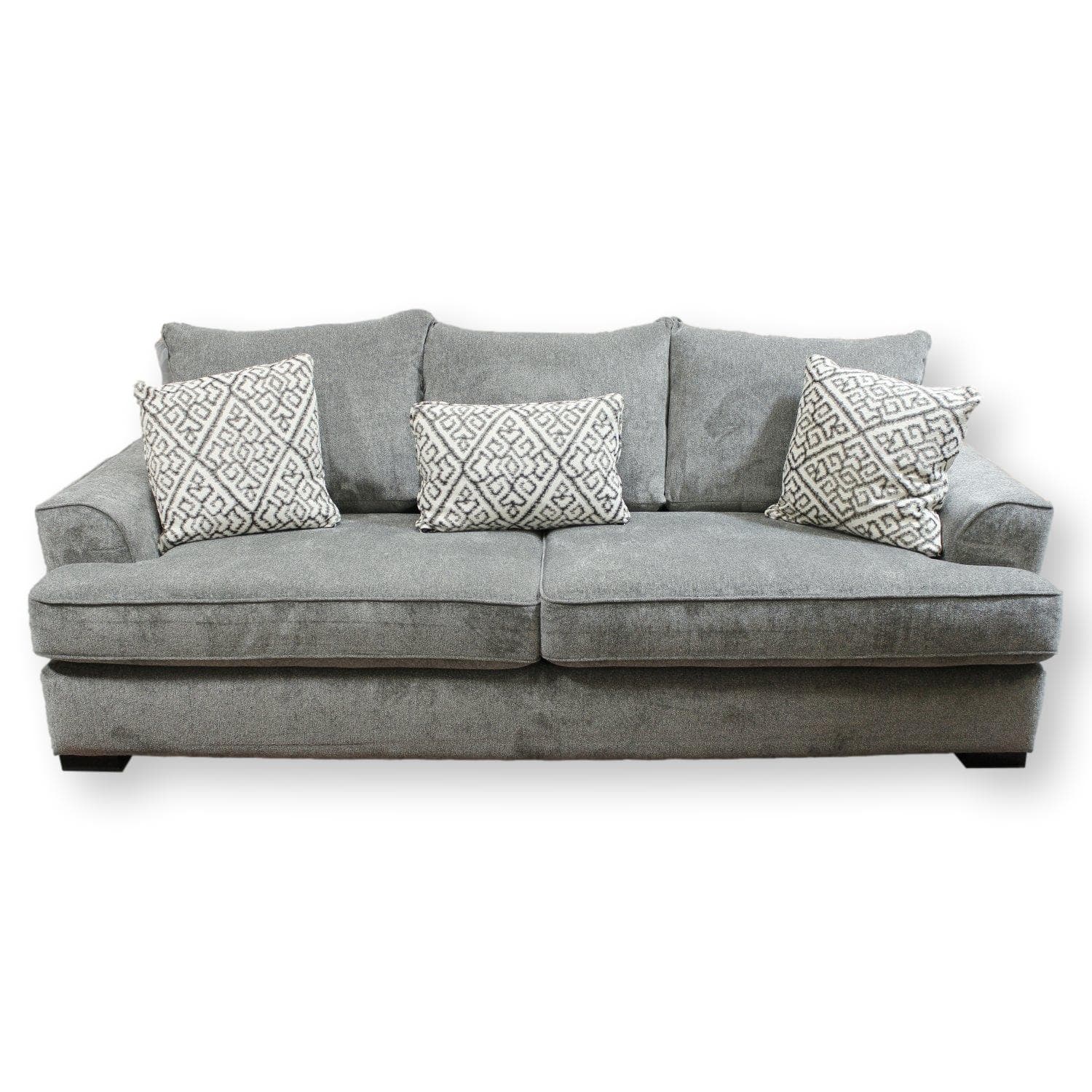 Gray Chenille Sofa w/Throw Pillows - Gray - Image 1