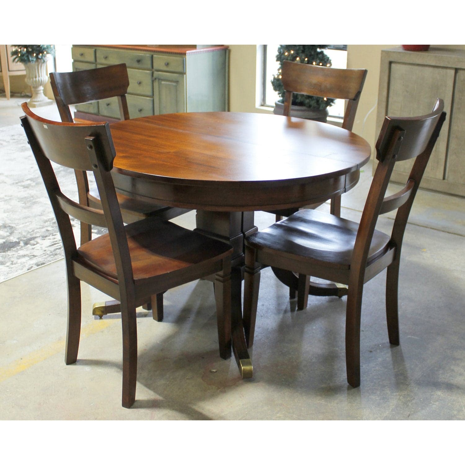 Round Dining Table w/4 Chairs - Dark Mahogany - Thumbnail 2
