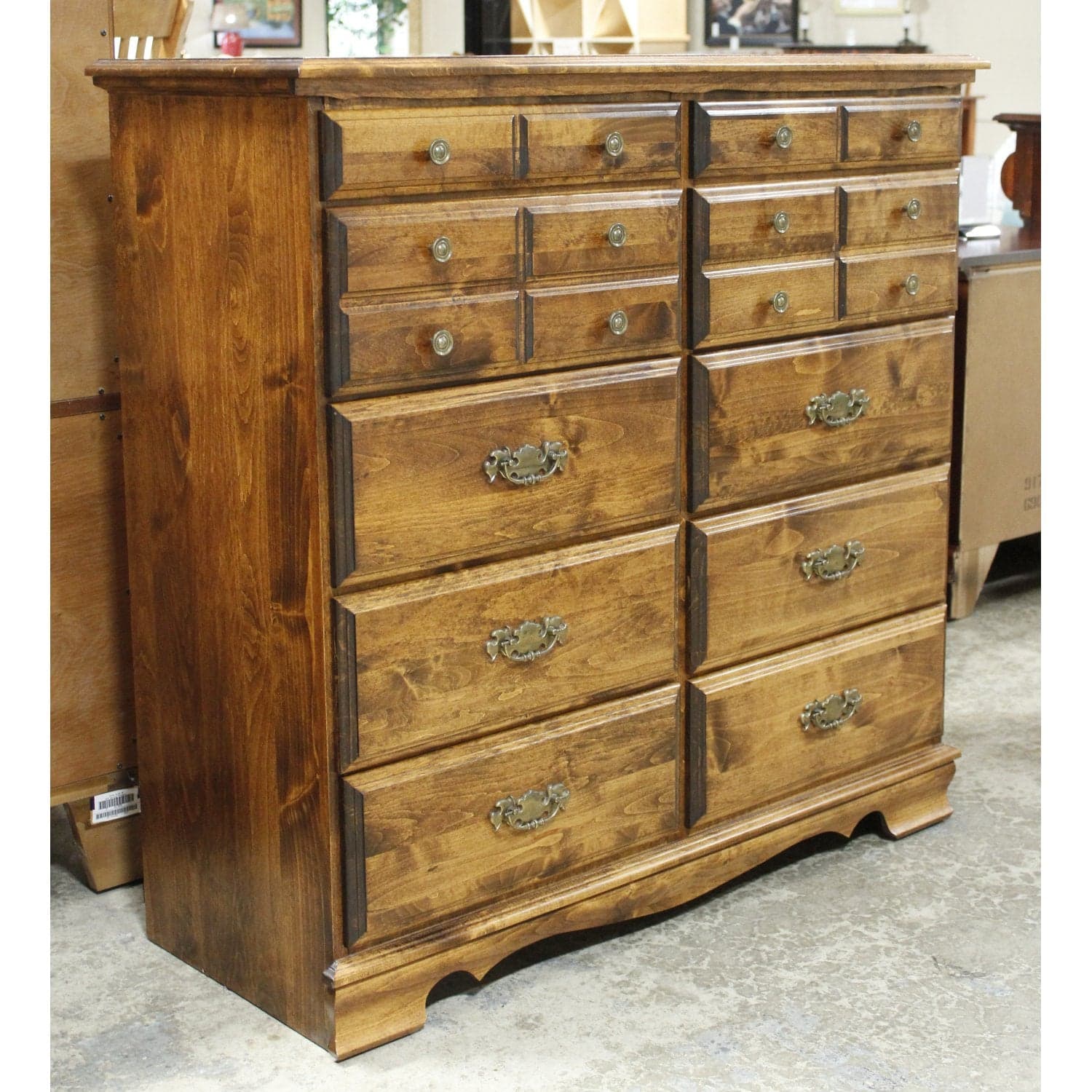 10 Drawer Solid Mahogany Dresser - Thumbnail 3
