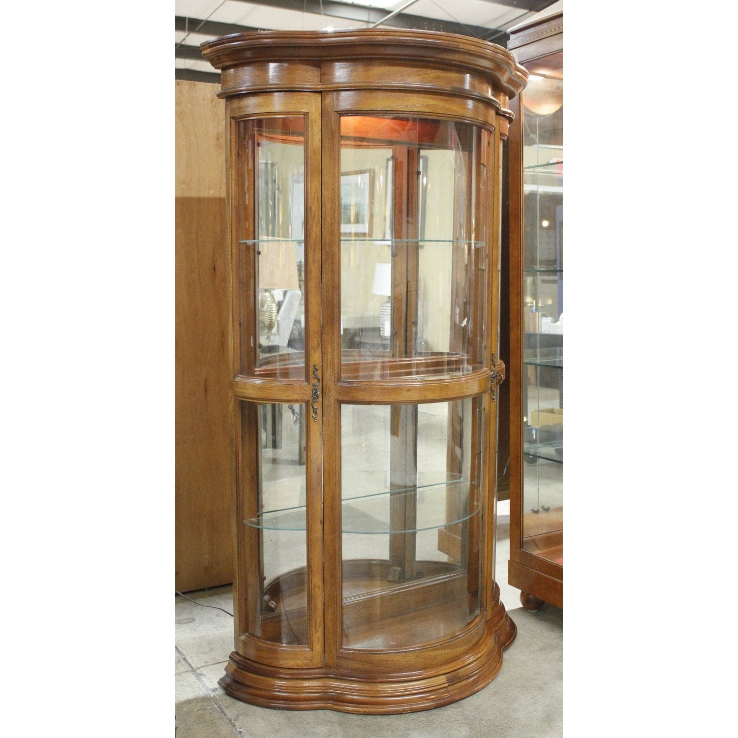 Curved Glass Curio Cabinet - Thumbnail 2