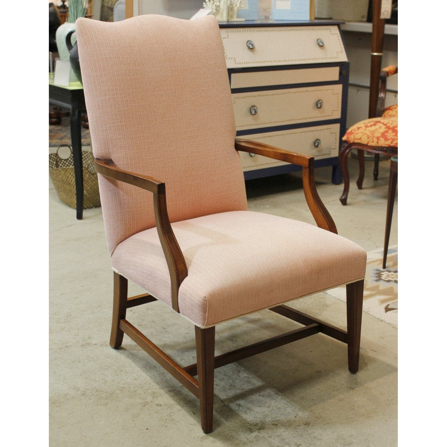 Peach Camelback Armchair - Pink - Thumbnail 2