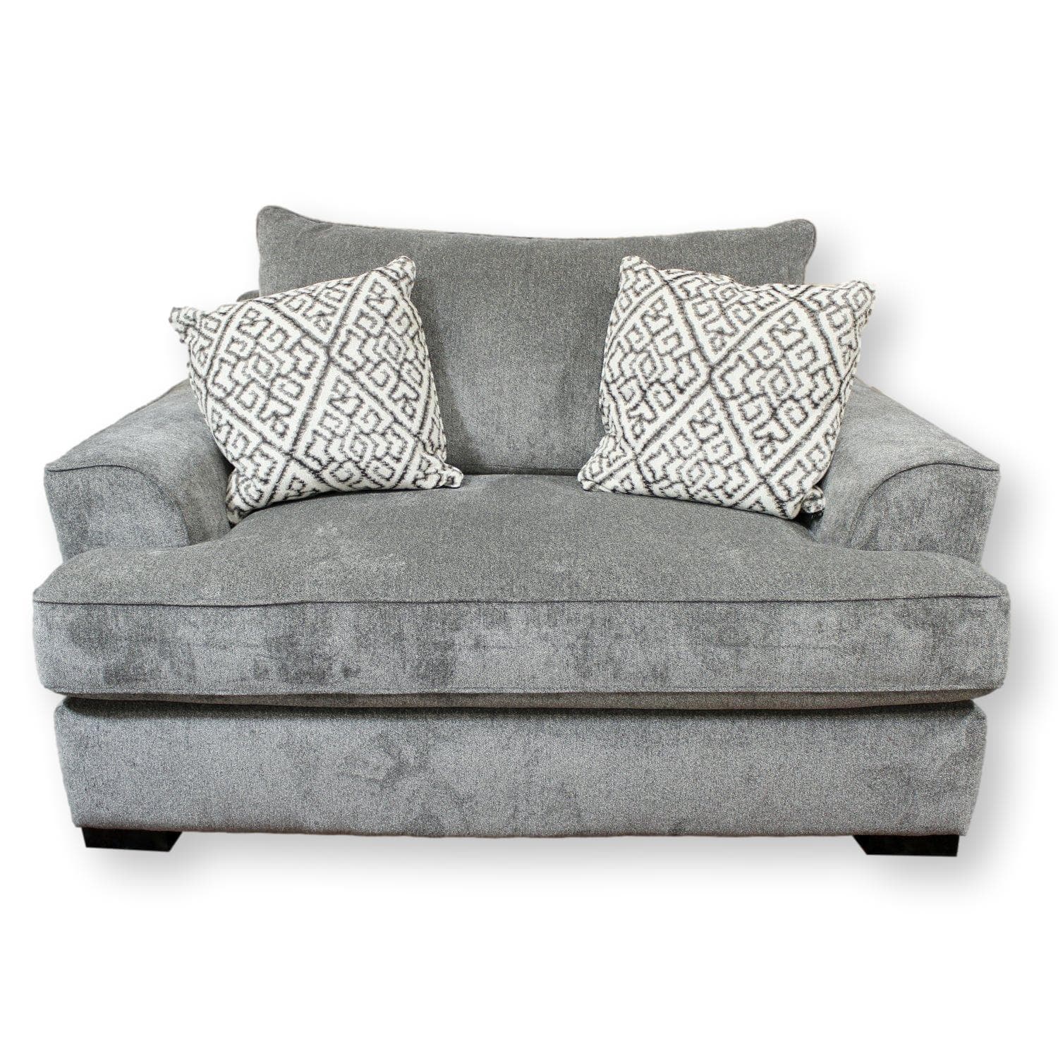 Gray Chenille Loveseat w/Throw Pillows - Gray - Image 1