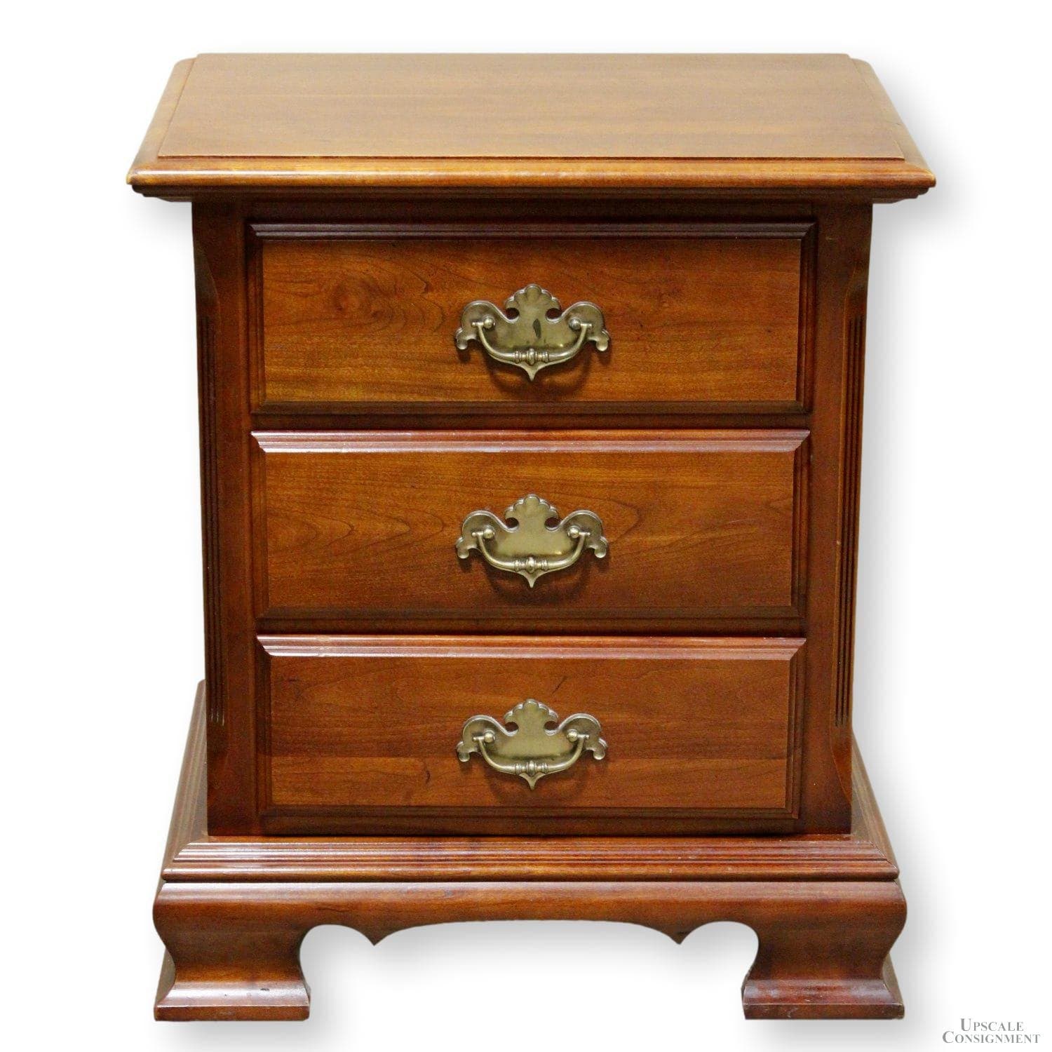 Cherry 3 Drawer Nightstand - Dark Cherry Finish - Image 1