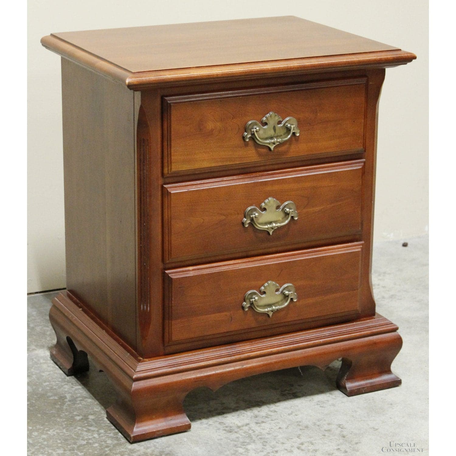 Cherry 3 Drawer Nightstand - Dark Cherry Finish - Thumbnail 3