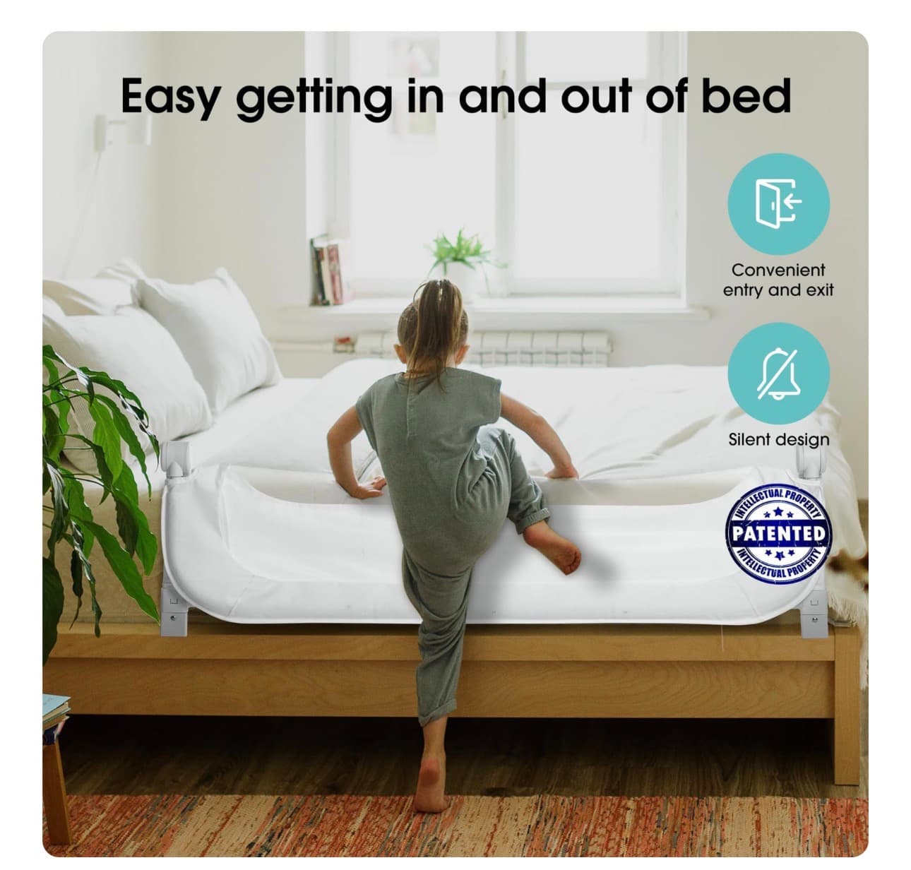 Adjustable Bed Rail Guard for Kids with Mesh Panel - Thumbnail 2