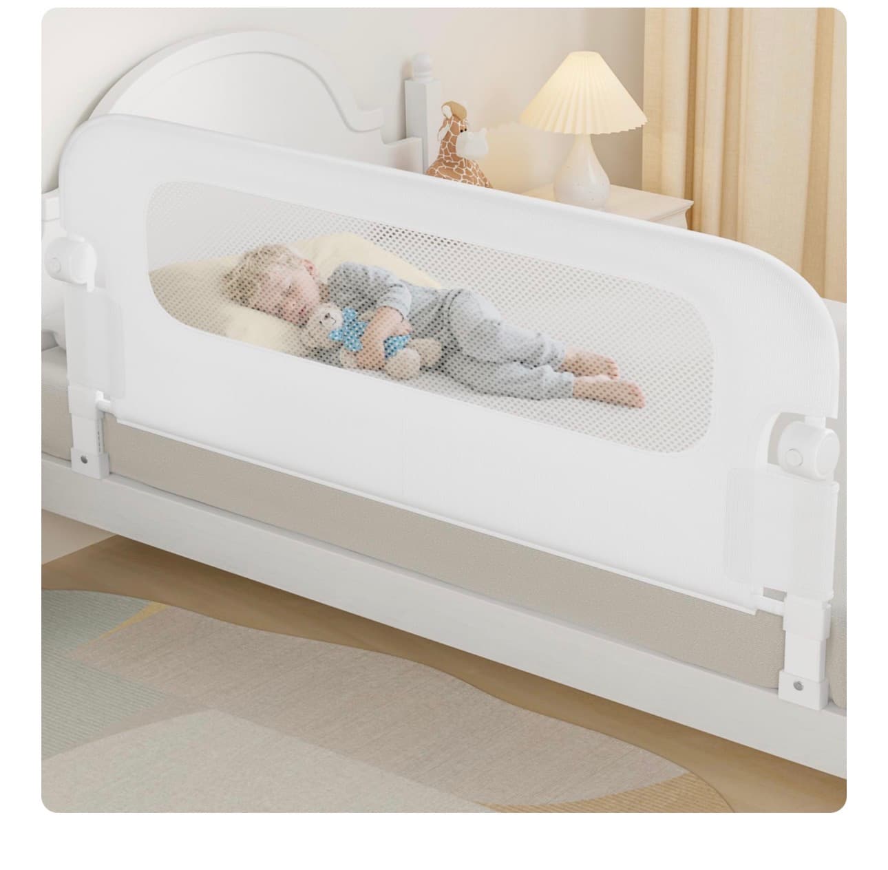 Adjustable Bed Rail Guard for Kids with Mesh Panel - Image 1