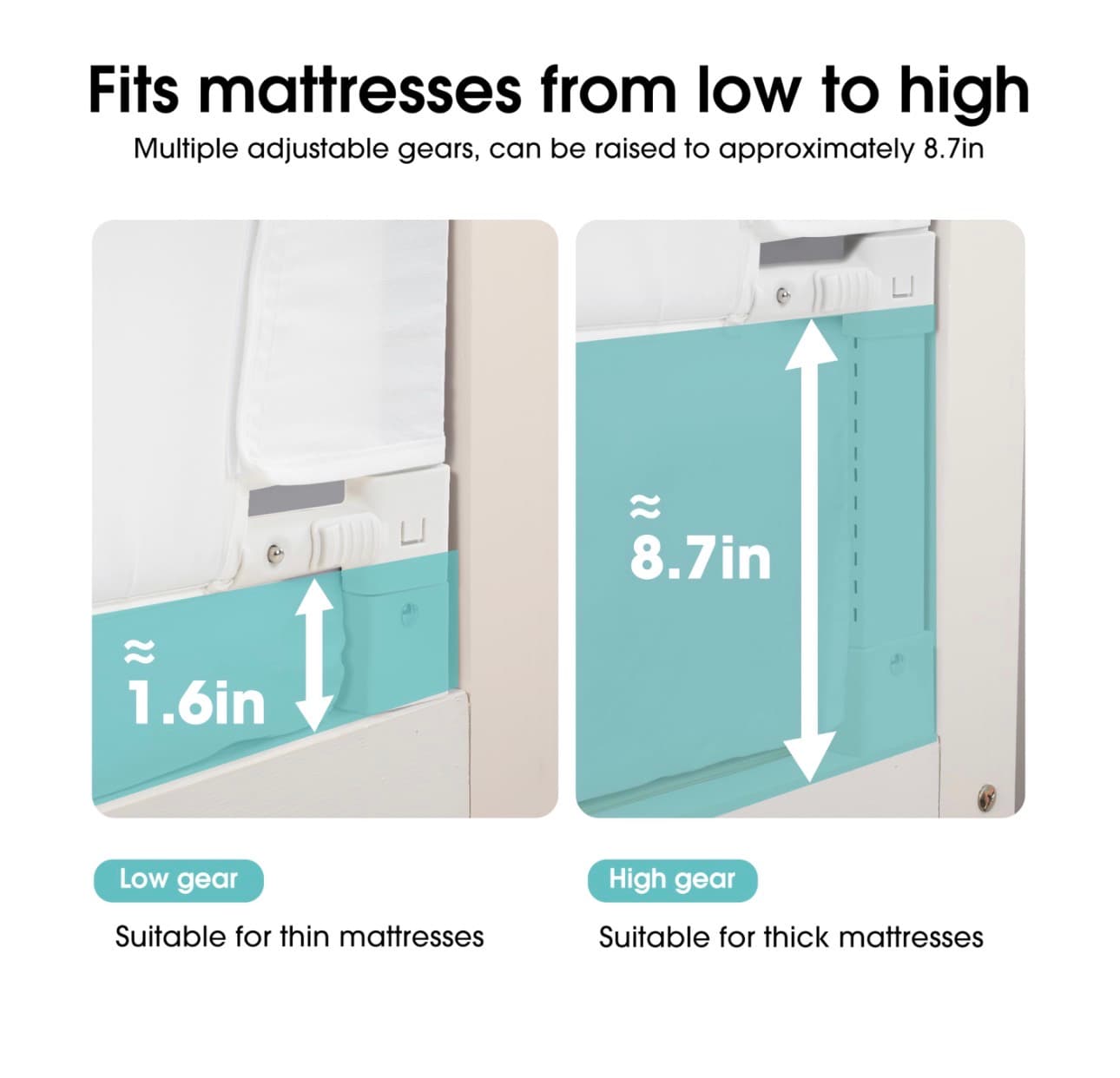 Adjustable Bed Rail Guard for Kids with Mesh Panel - Thumbnail 6