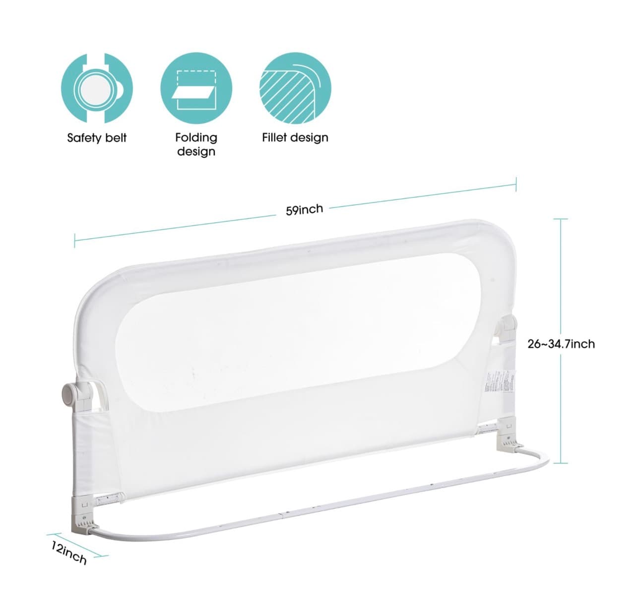 Adjustable Bed Rail Guard for Kids with Mesh Panel - Thumbnail 8