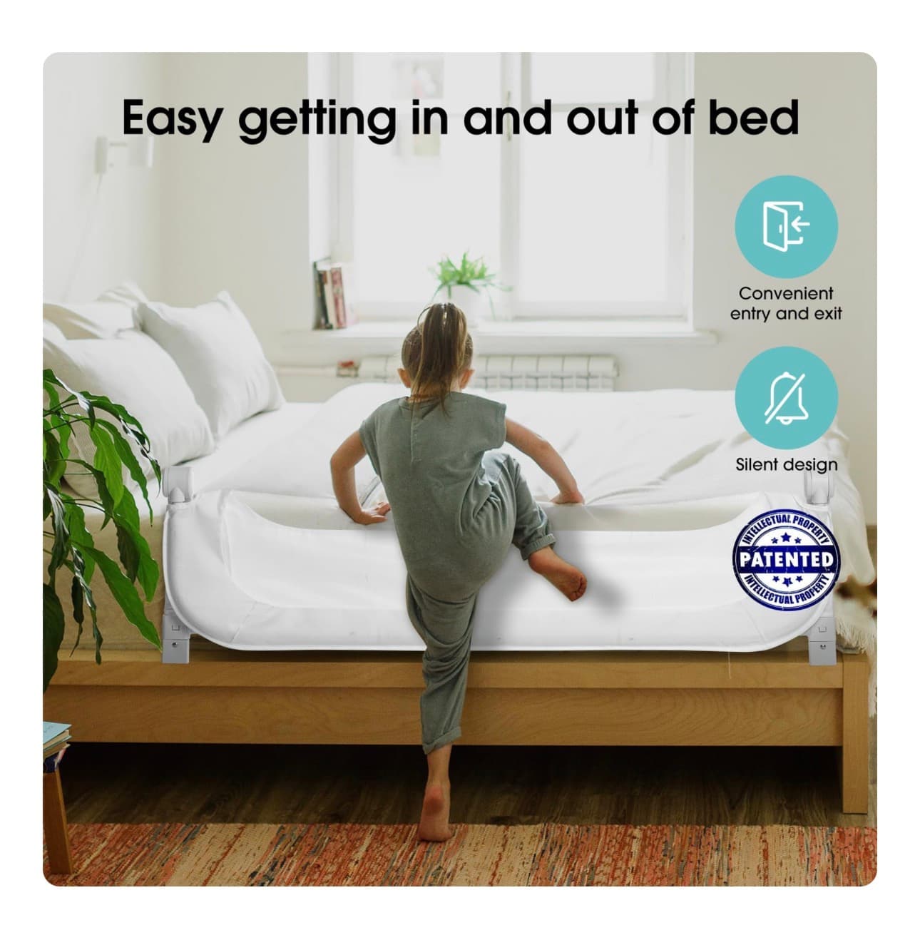 Adjustable Bed Rail Guard for Kids with Mesh Panel - Thumbnail 3