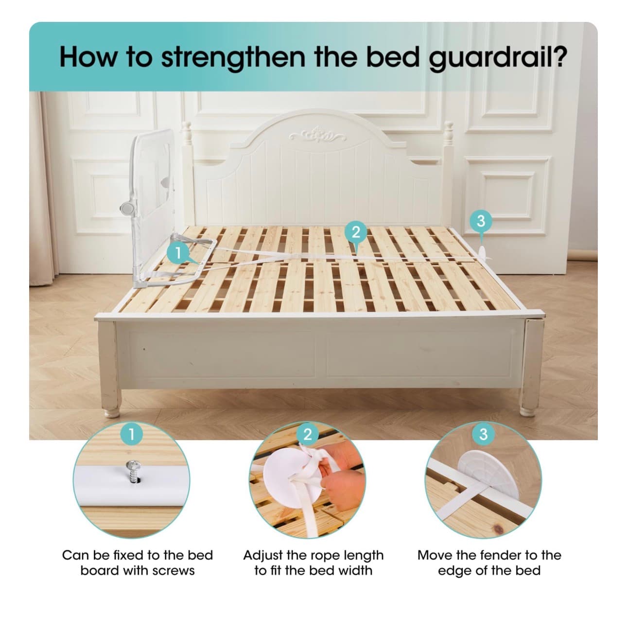 Adjustable Bed Rail Guard for Kids with Mesh Panel - Thumbnail 7