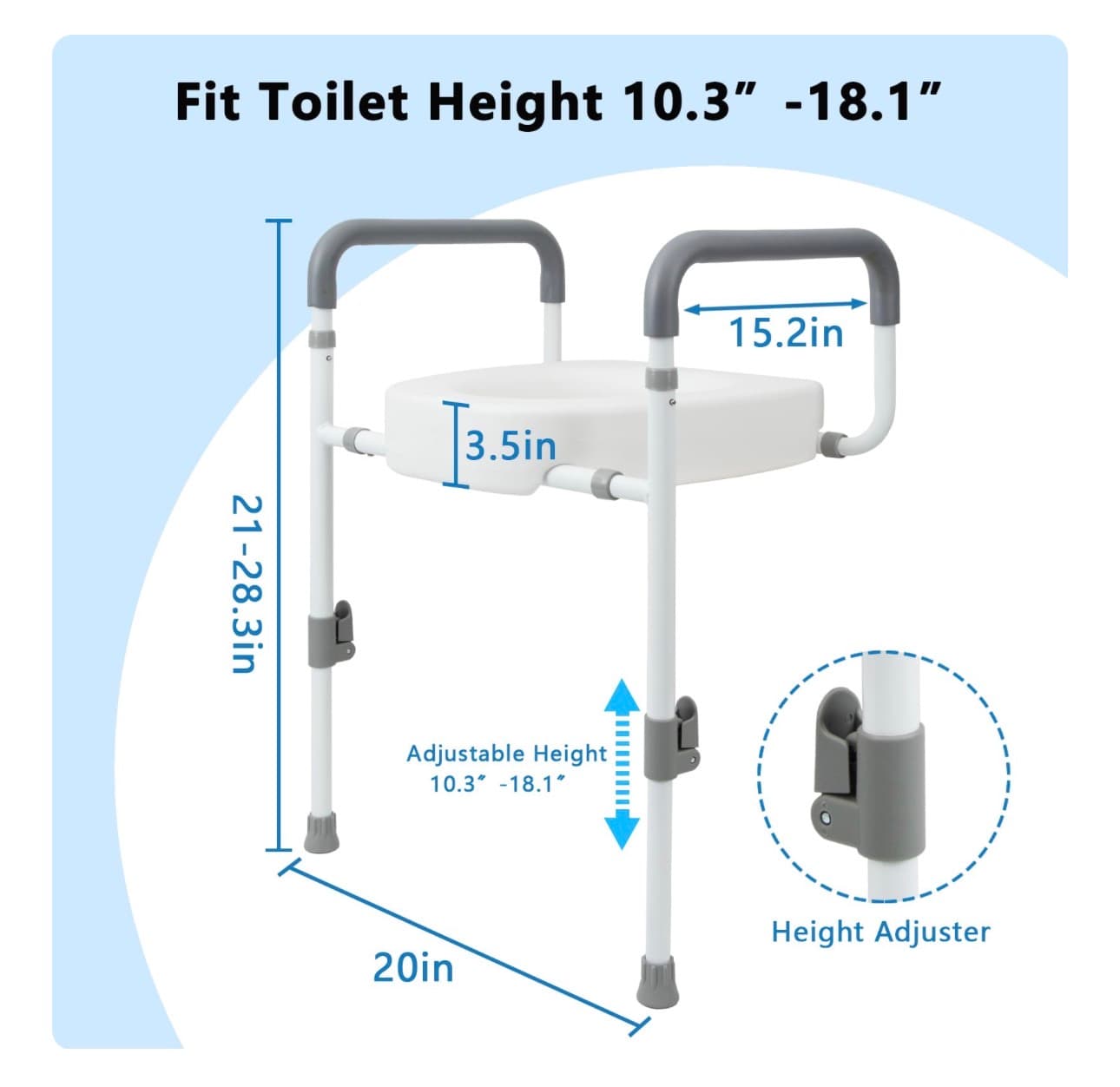 Adjustable Toilet Safety Frame with Padded Arms - Thumbnail 5