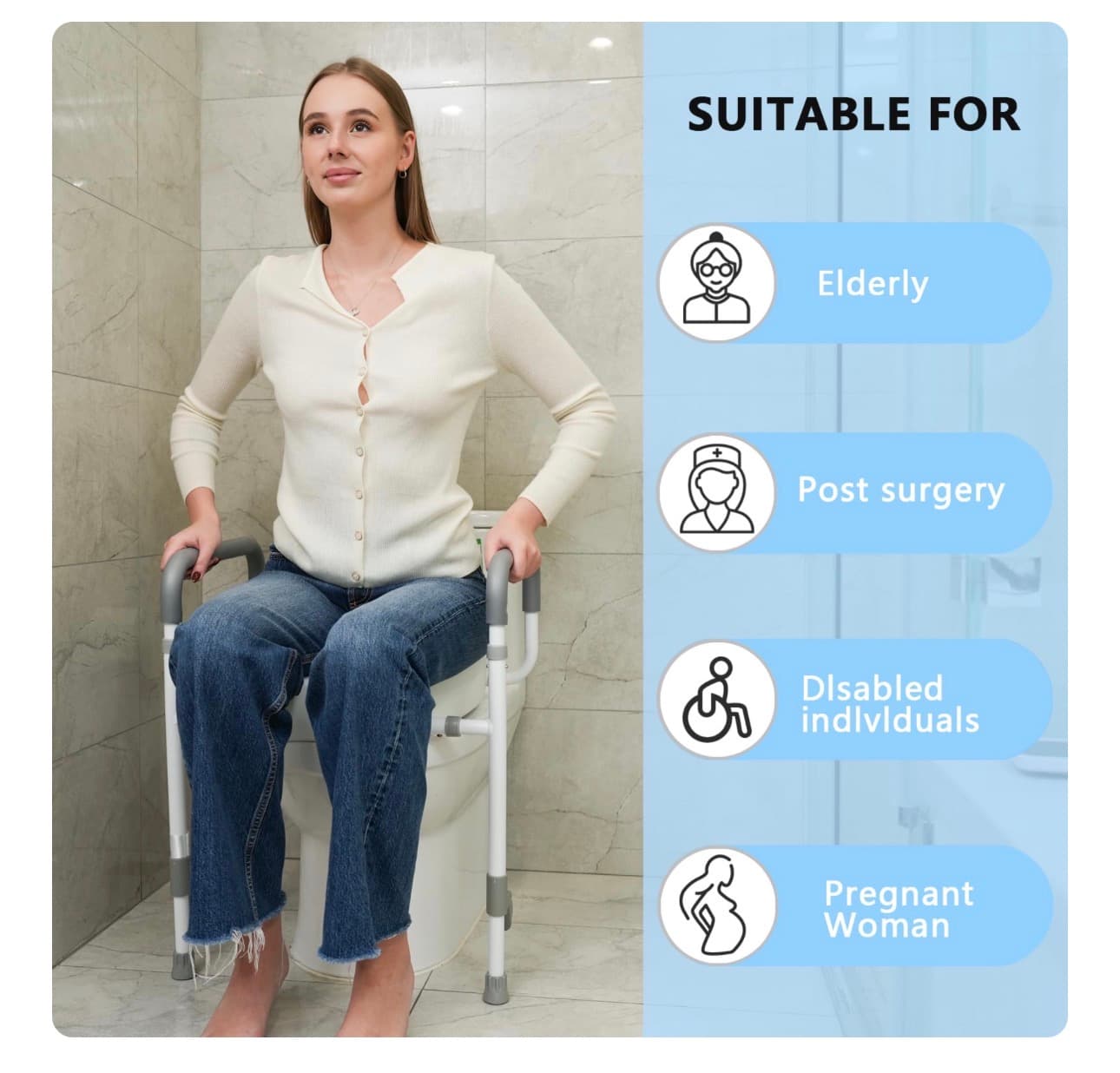 Adjustable Toilet Safety Frame with Padded Arms - Thumbnail 4