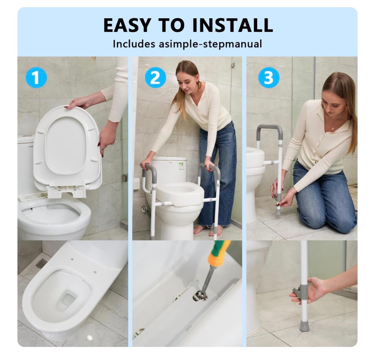 Adjustable Toilet Safety Frame with Padded Arms - Thumbnail 7