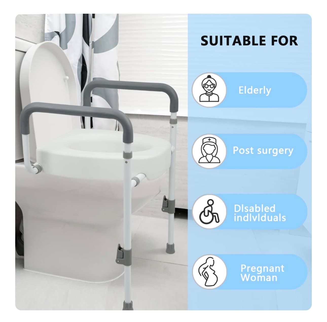 Adjustable Toilet Safety Frame with Padded Arms - Thumbnail 8