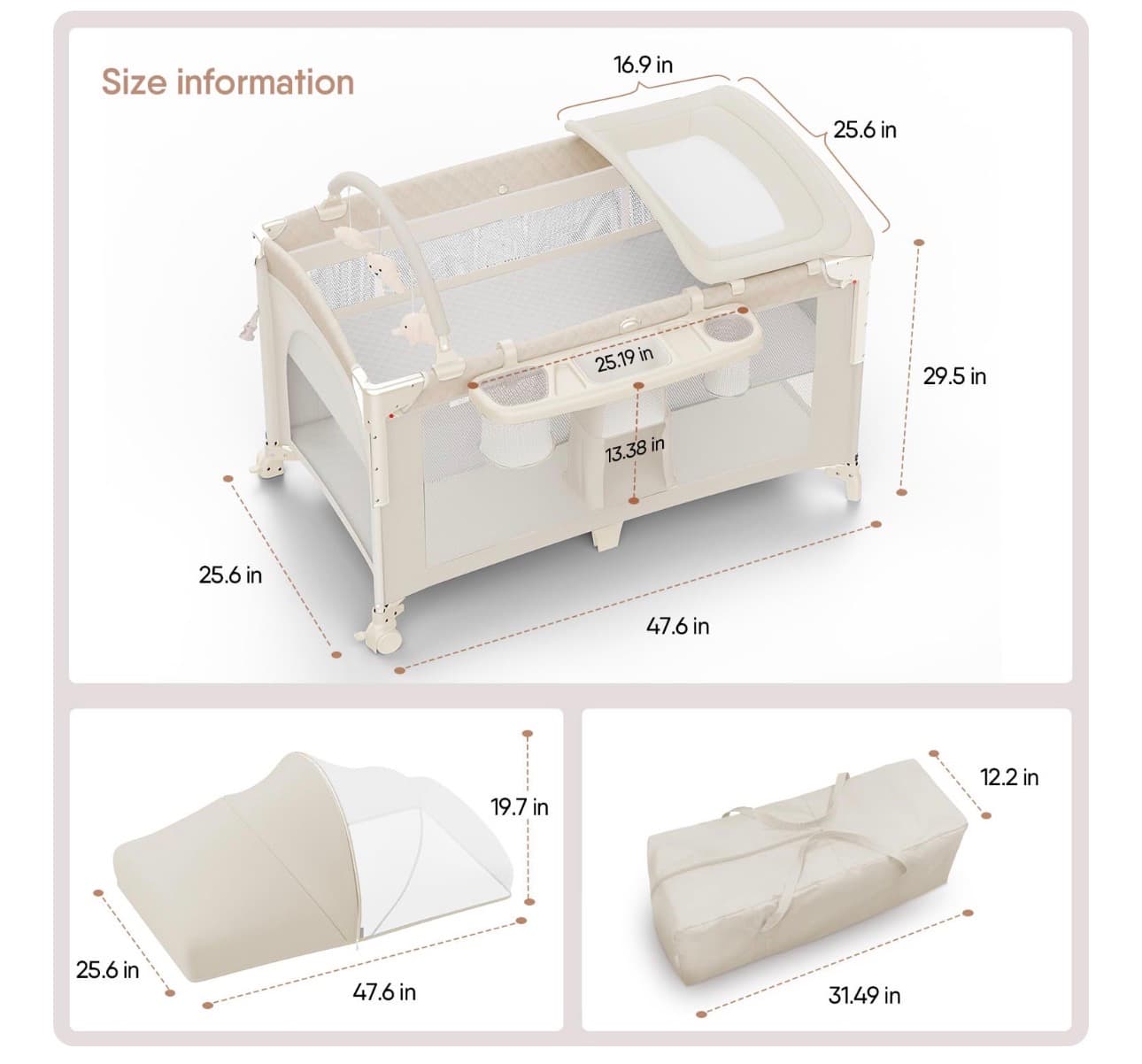 Baby Playard with Canopy and Changing Table - Thumbnail 6