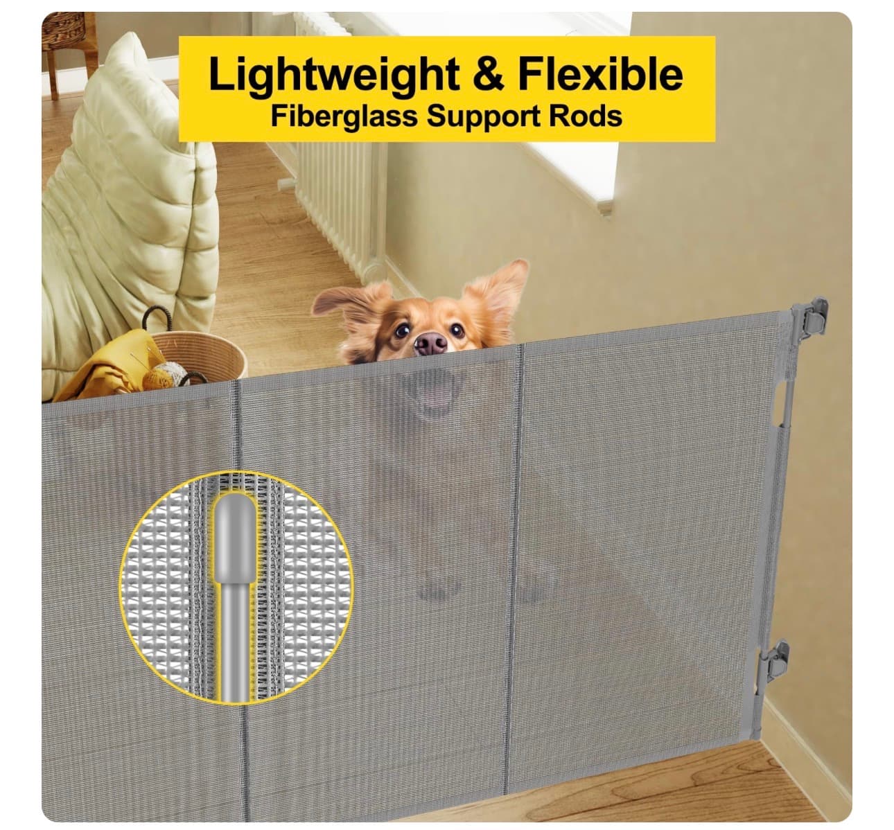 Retractable Baby and Pet Gate 42" Tall 60" Wide - Thumbnail 3