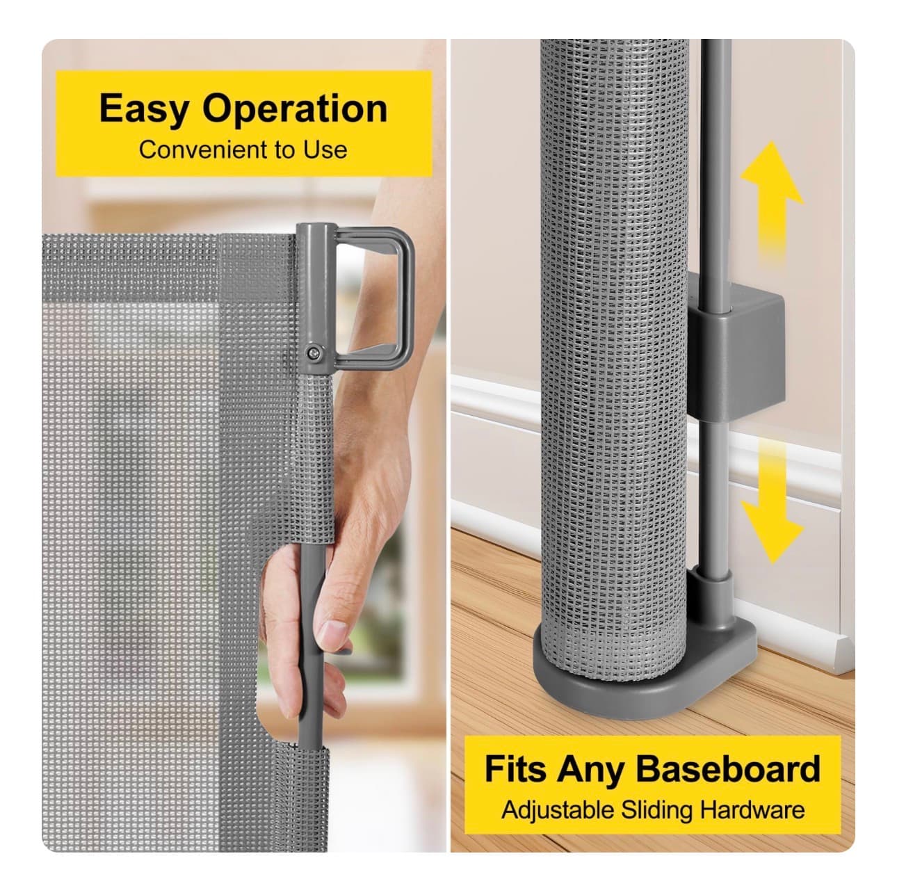 Retractable Baby and Pet Gate 42" Tall 60" Wide - Thumbnail 6