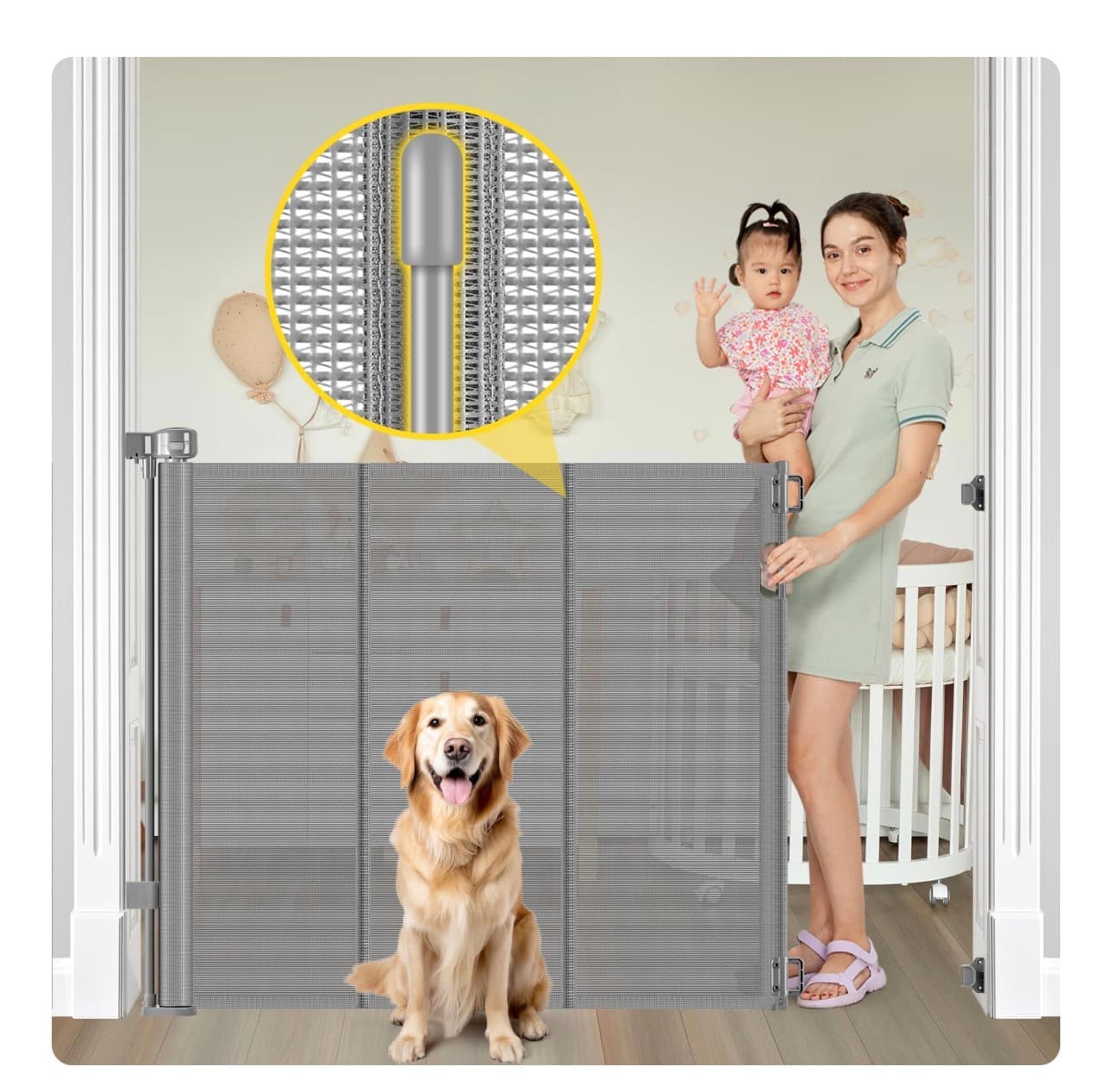 Retractable Baby and Pet Gate 42" Tall 60" Wide - Image 1