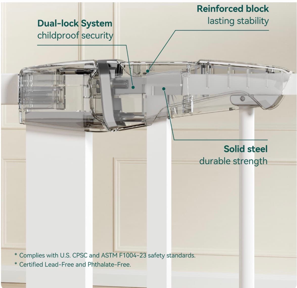 Babelio Baby Safety Gate with Dual-Lock System - Thumbnail 3