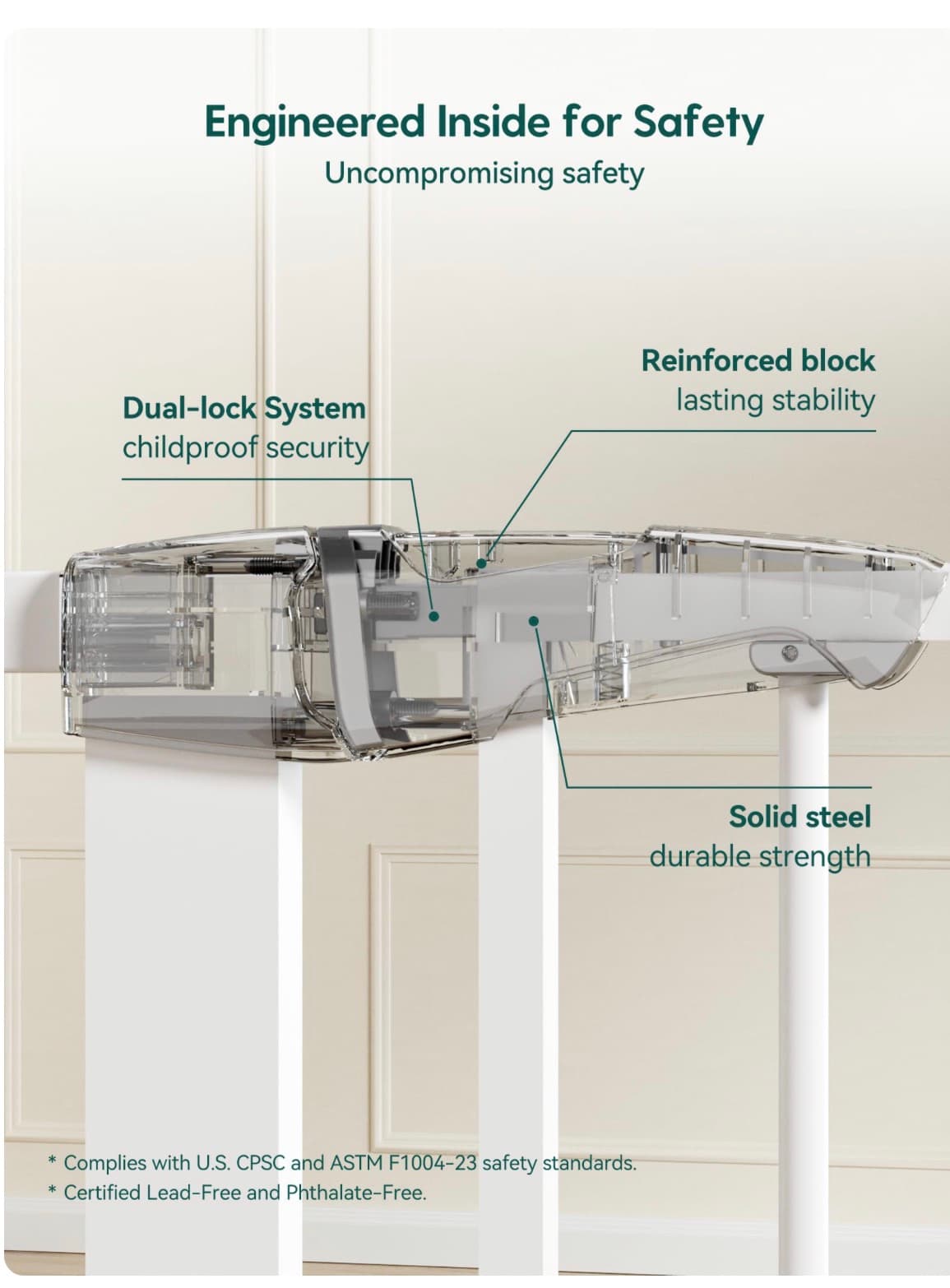 Babelio Baby Safety Gate with Dual-Lock System - Thumbnail 9