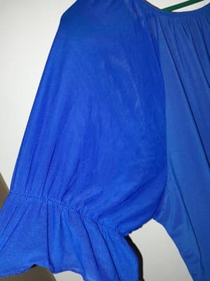 NY COLLECTION Women's Sz 1X Electric Blue Lightweight Silver Accent Sheer Sleeve - Thumbnail 7