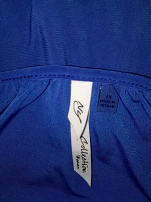 NY COLLECTION Women's Sz 1X Electric Blue Lightweight Silver Accent Sheer Sleeve - Thumbnail 8