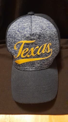 Texas Gray & Blue Gold Texas Lettering Hat Baseball Cap Big Bear Adjustable Cap - Image 1