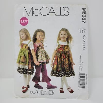 Uncut McCall's Pattern #M6387 Child's Ruffled Top Pants Dress Sizes 2-5 Cottage - Image 1