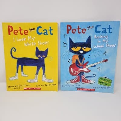 Pete the Cat Paperback Book Bundle Lot Of 2 Books Scholastic White Shoes Rocking - Image 1