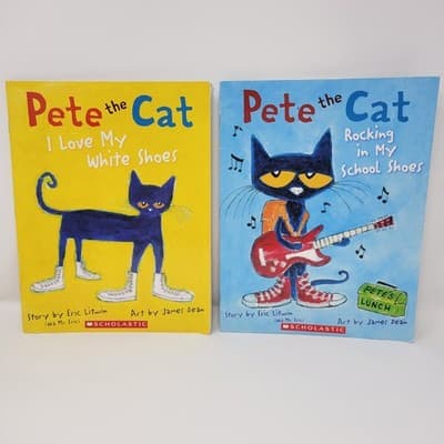 Pete the Cat Paperback Book Bundle Lot Of 2 Books Scholastic White Shoes Rocking - Thumbnail 2