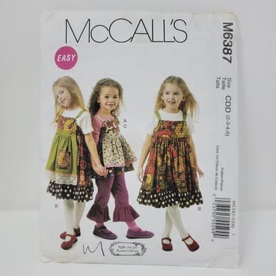 Uncut McCall's Pattern #M6387 Child's Ruffled Top Pants Dress Sizes 2-5 Cottage - Thumbnail 2