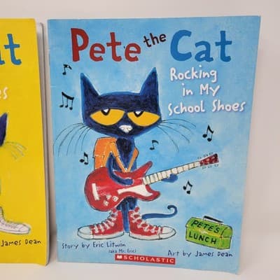 Pete the Cat Paperback Book Bundle Lot Of 2 Books Scholastic White Shoes Rocking - Thumbnail 4