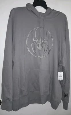 Marvel Spider-Man Hoodie Sweatshirt Bioworld Gray Embroidered Logo Men 3XL 54-56 - Image 1